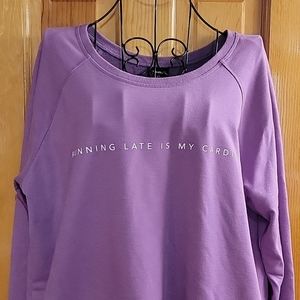 EUC Reebok “Running Late is my Cardio” Purple Sweatshirt Size Large